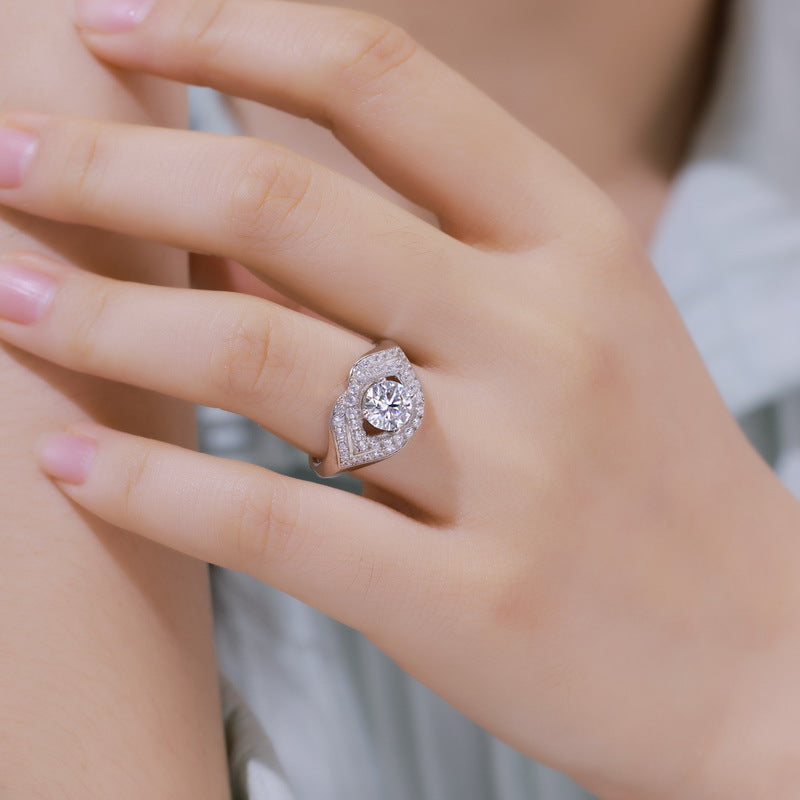 Planderful Classic Moissanite Sterling Silver Ring – 6.5 × 6.5 mm, 1 ct – Style 4