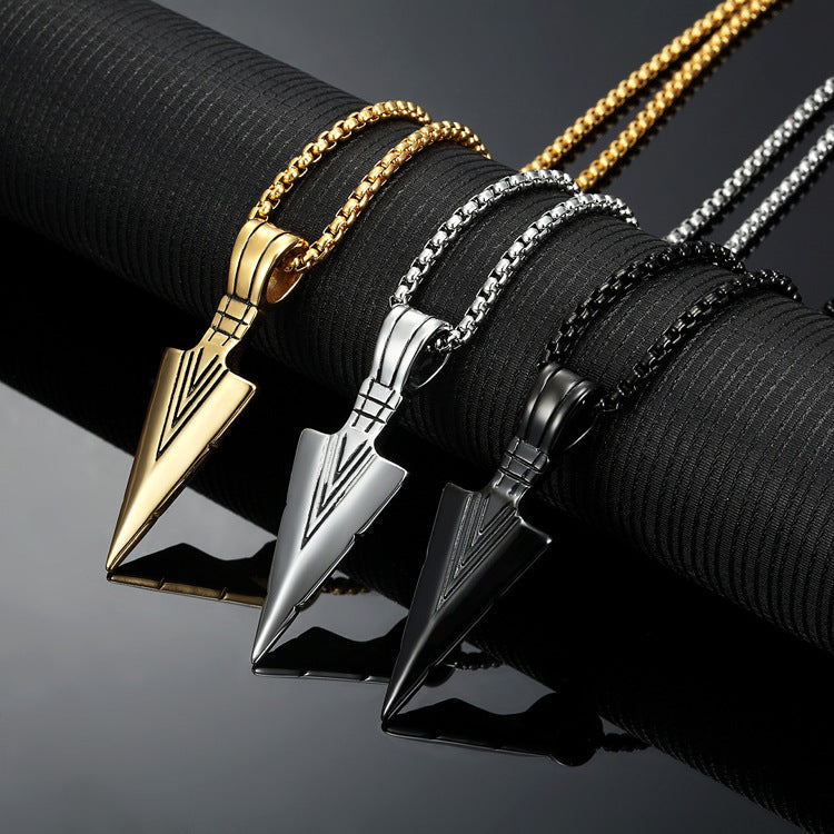 Arrow Pendant Necklace For Men By Planderful Stainless Steel Spearhead Style Personalized Punk Accessory