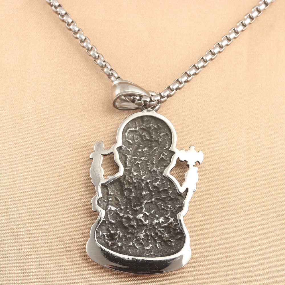 European American Stainless Steel Thai Buddha Pendant Necklace