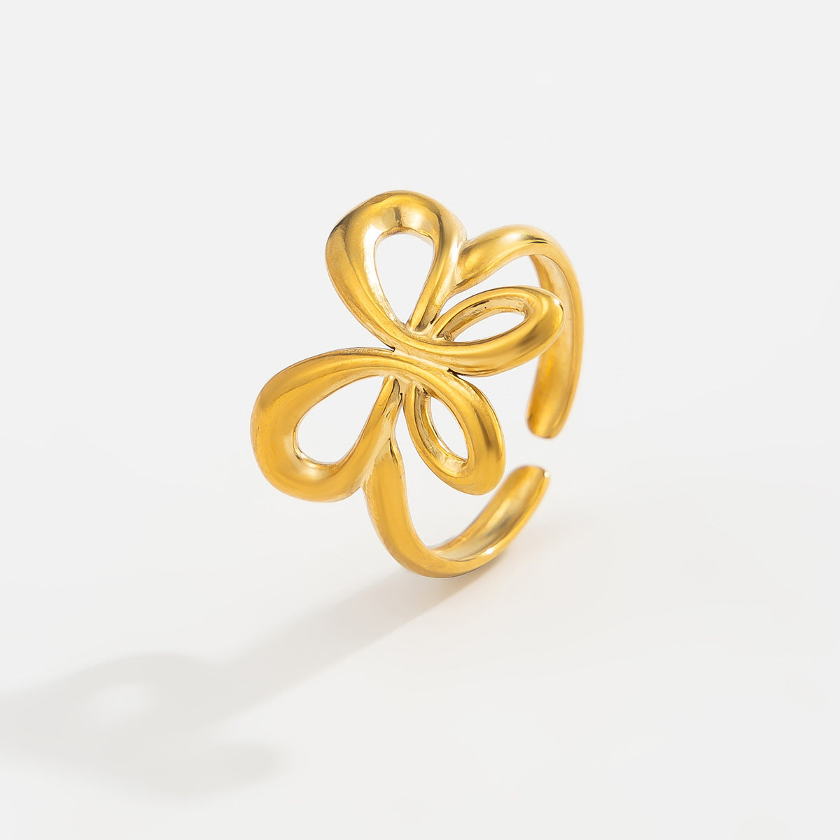 Planderful Stainless Steel Butterfly Ring For Women Vienna Verve Vacation Style Hollow Geometric Opening Jewelry