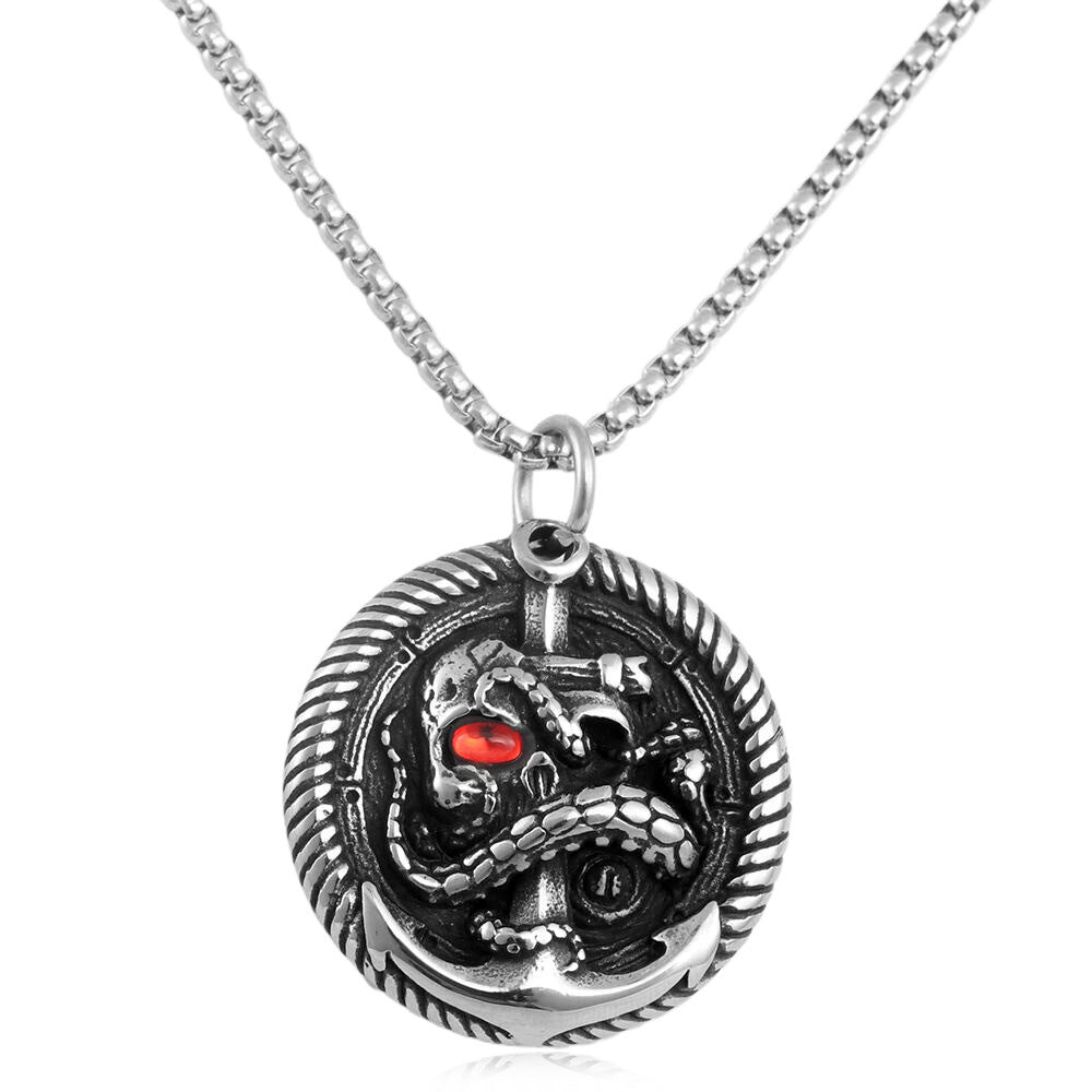 European And American Stainless Steel Skull Pendant Punk Necklace
