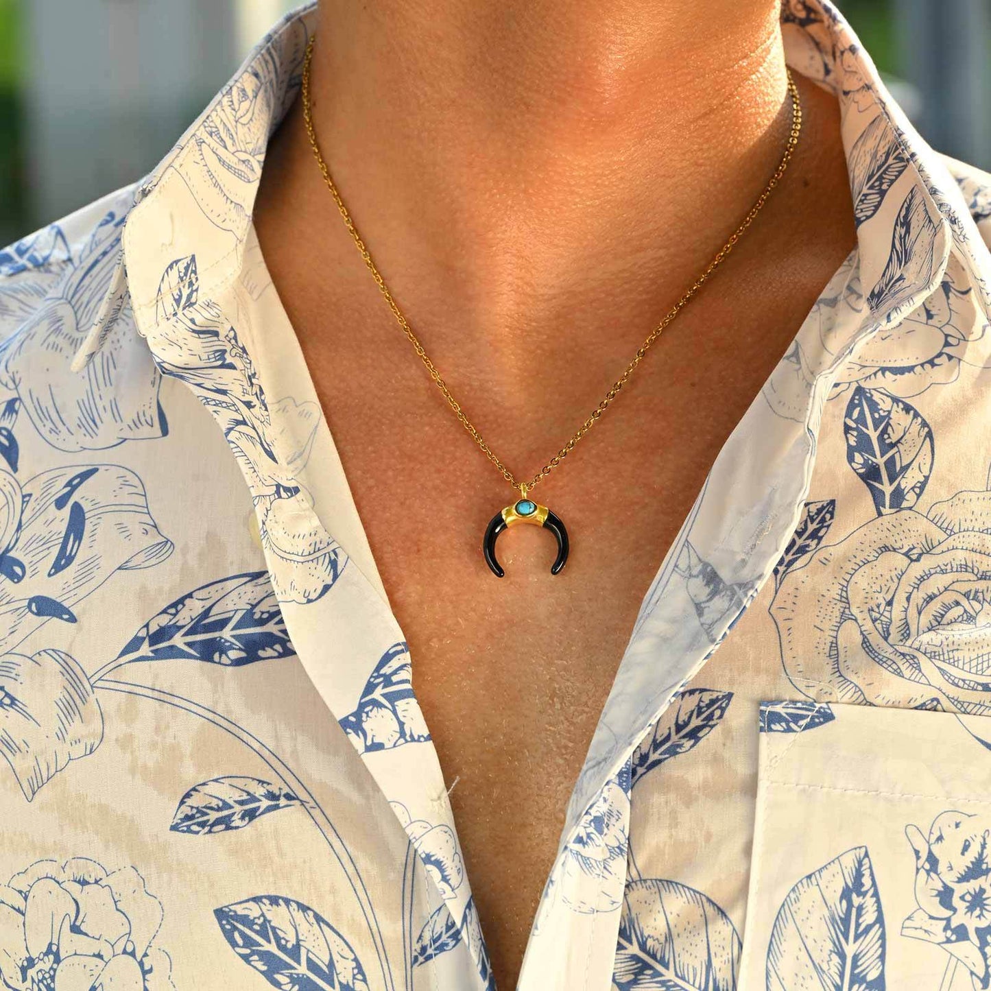 Planderful Stainless Moon Pendant Necklace Unisex Crescent