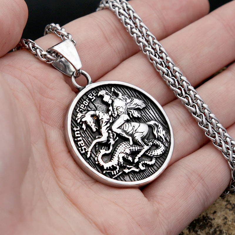 Planderful Mens Pendant Necklace Bold Stainless Steel Personalized Hip Hop Round Pendant For Men