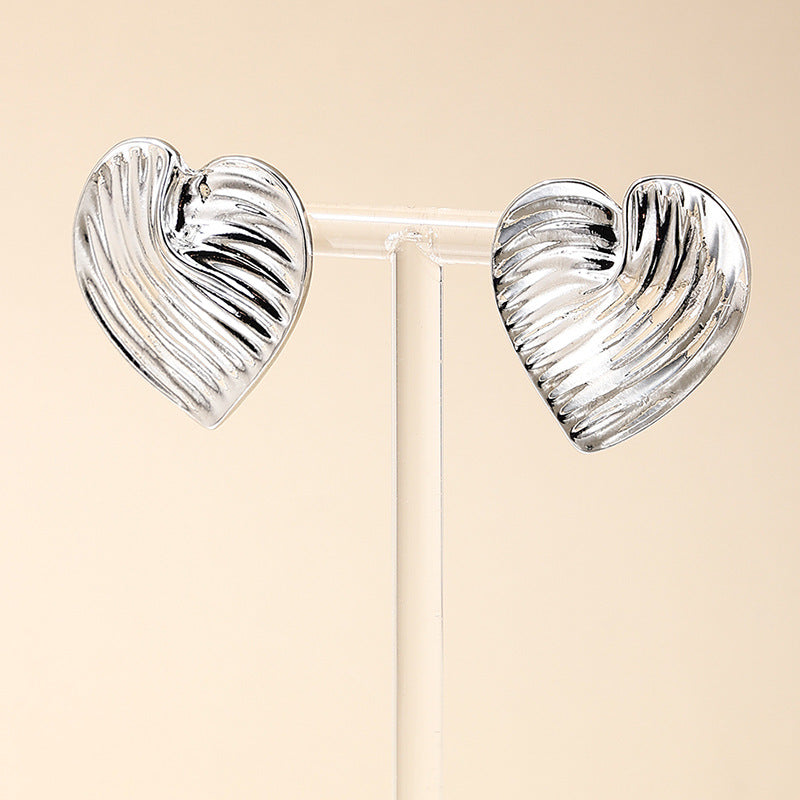 Exaggerated Metal Love Earrings - Vienna Verve Collection