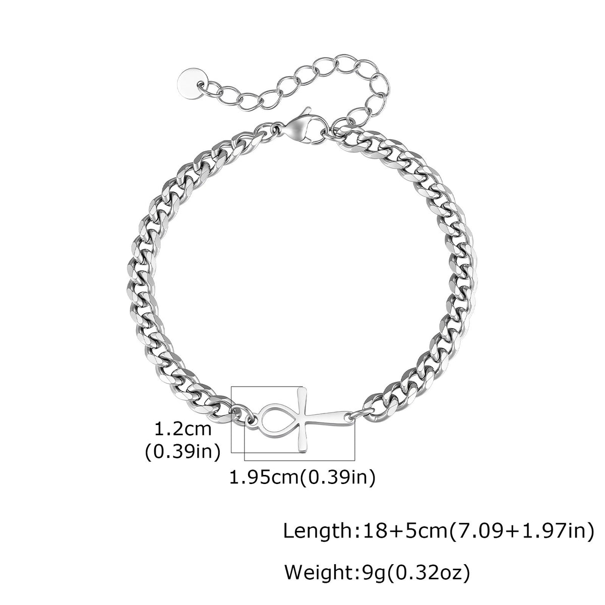 Cross Pearl Cuban Chain Stainless Steel Bracelet