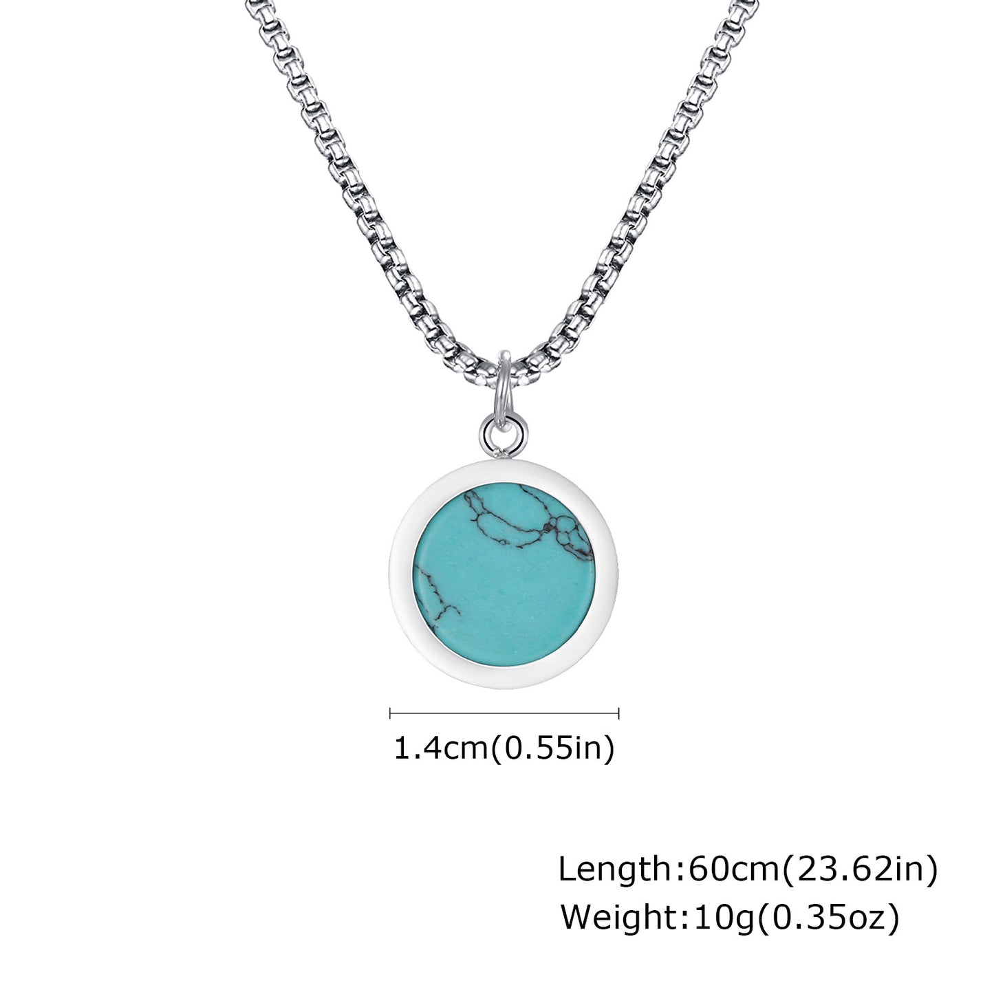 Stainless Steel Round Oval Turquoise Tiger's Eye Necklace Men