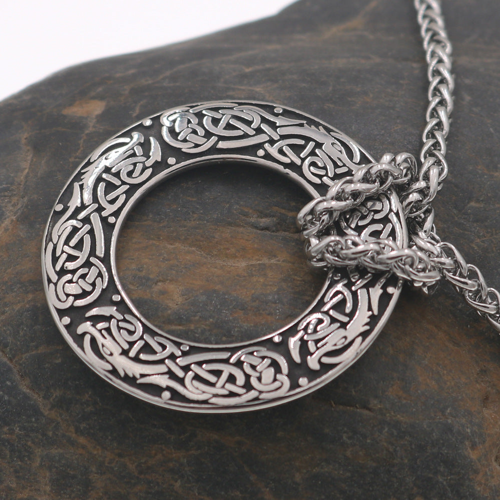 Norse Legacy Viking Odin Rune Necklace with Stainless Steel Amulet