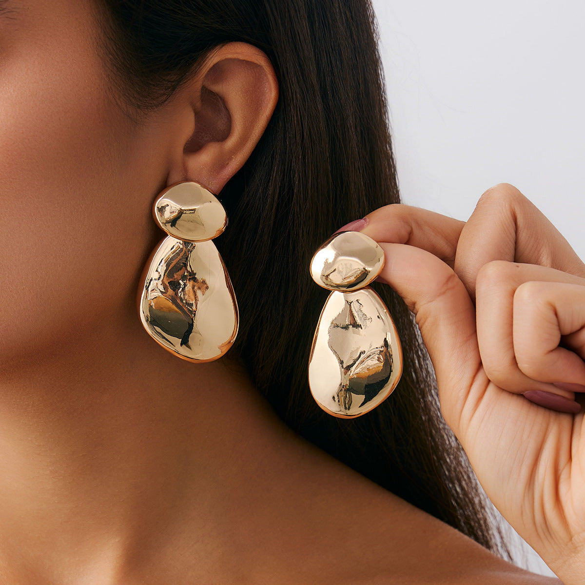 Planderful Vienna Verve Geometric Statement Earrings for Women Irregular Pleated Metal Jewelry