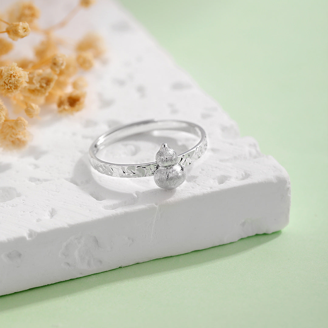 Planderful Sterling Silver Crushed Ice Gourd Ring For Women Light Luxury National Style High End Jewelry