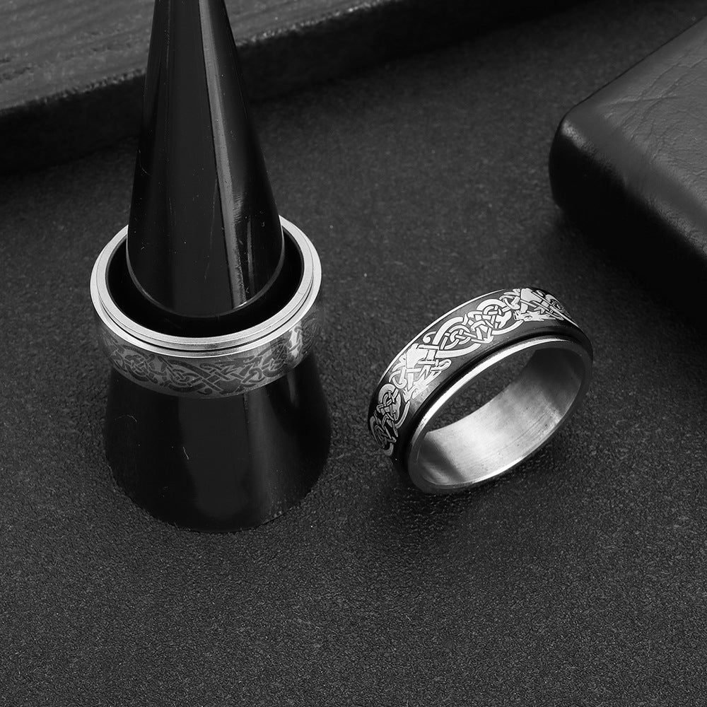 Rotating Dragon Pattern Titanium Steel Ring for Men - Cross-border Jewelry from Amazon Europe and America