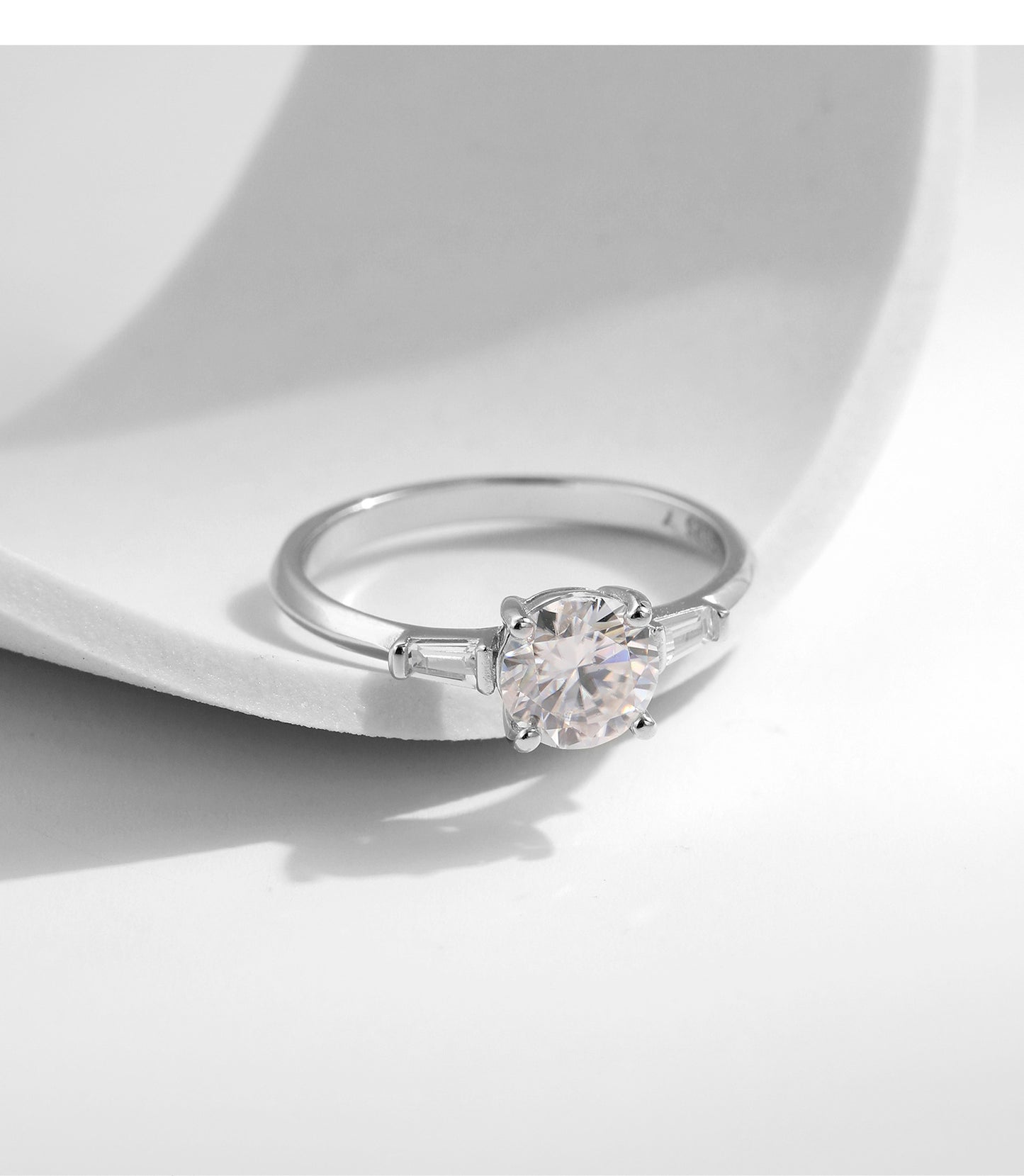Elegant Moissanite Sterling Silver Ring