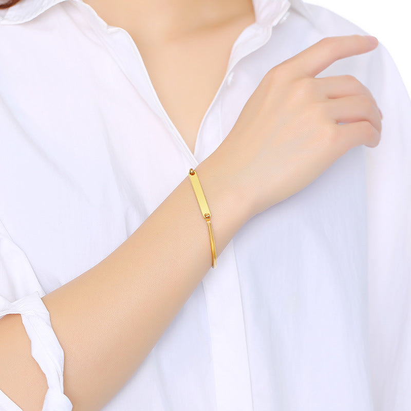 Korean Women's Curved Bracelet in Titanium Steel Gold