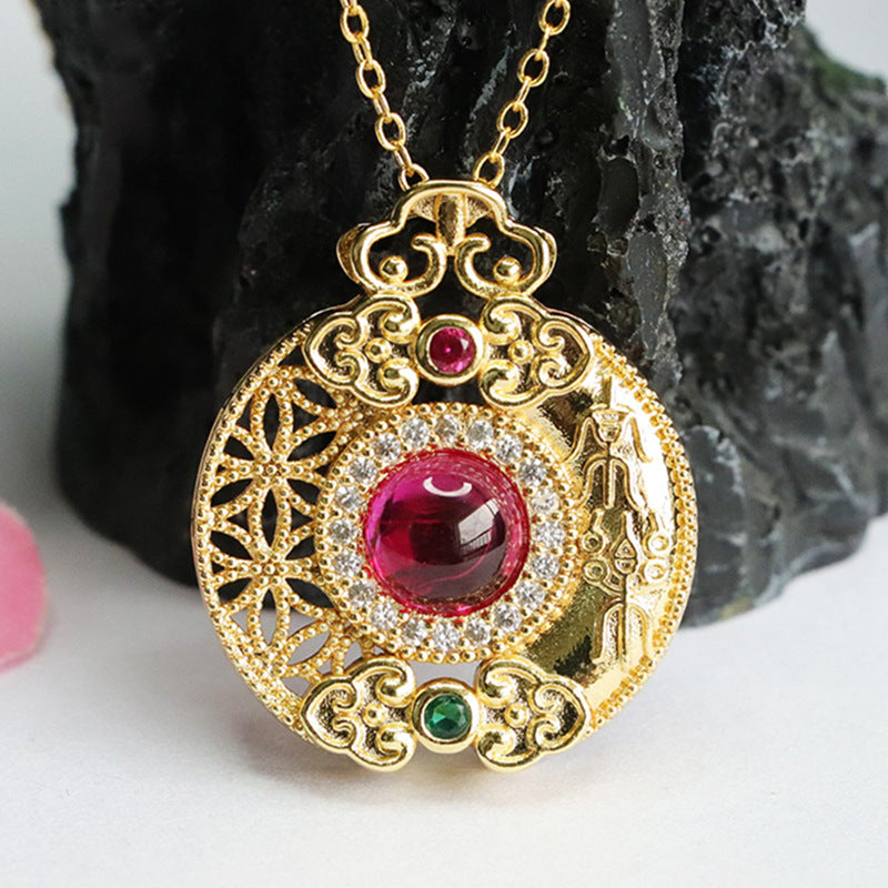 Lab-Grown Ruby Ruyi Joy Pendant — No Chain