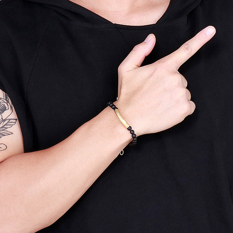 Planderful Everyday Genie Mens Bracelet Black Agate Zircon