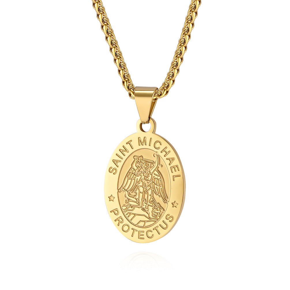 European and American Patron Saint Oval Medal Pendant Jewelry