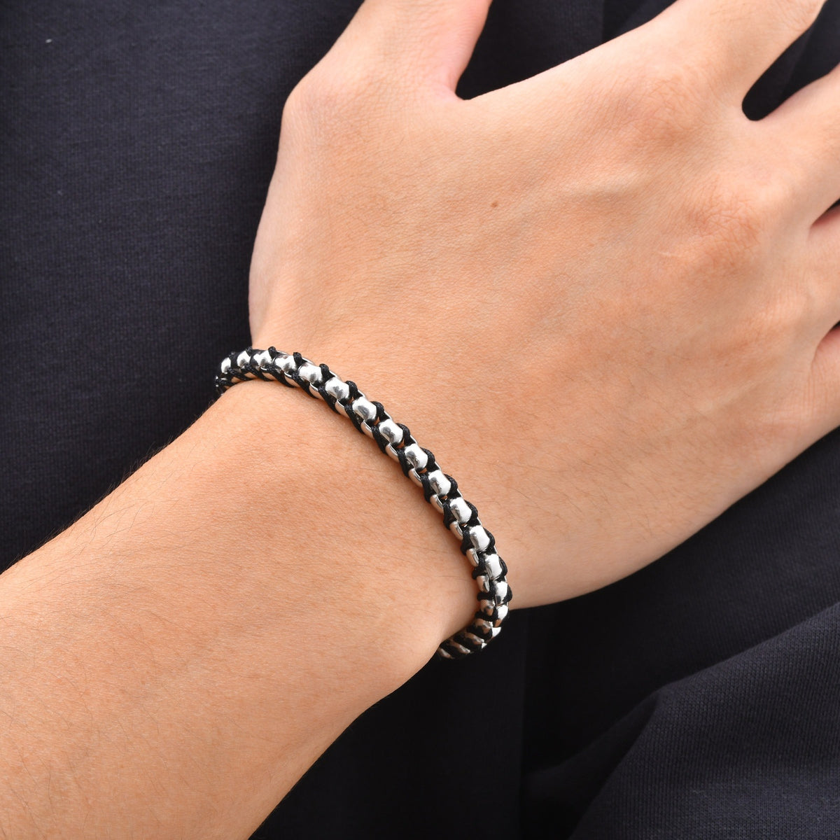 Pearl Braided Stainless Steel Bracelet Unisex