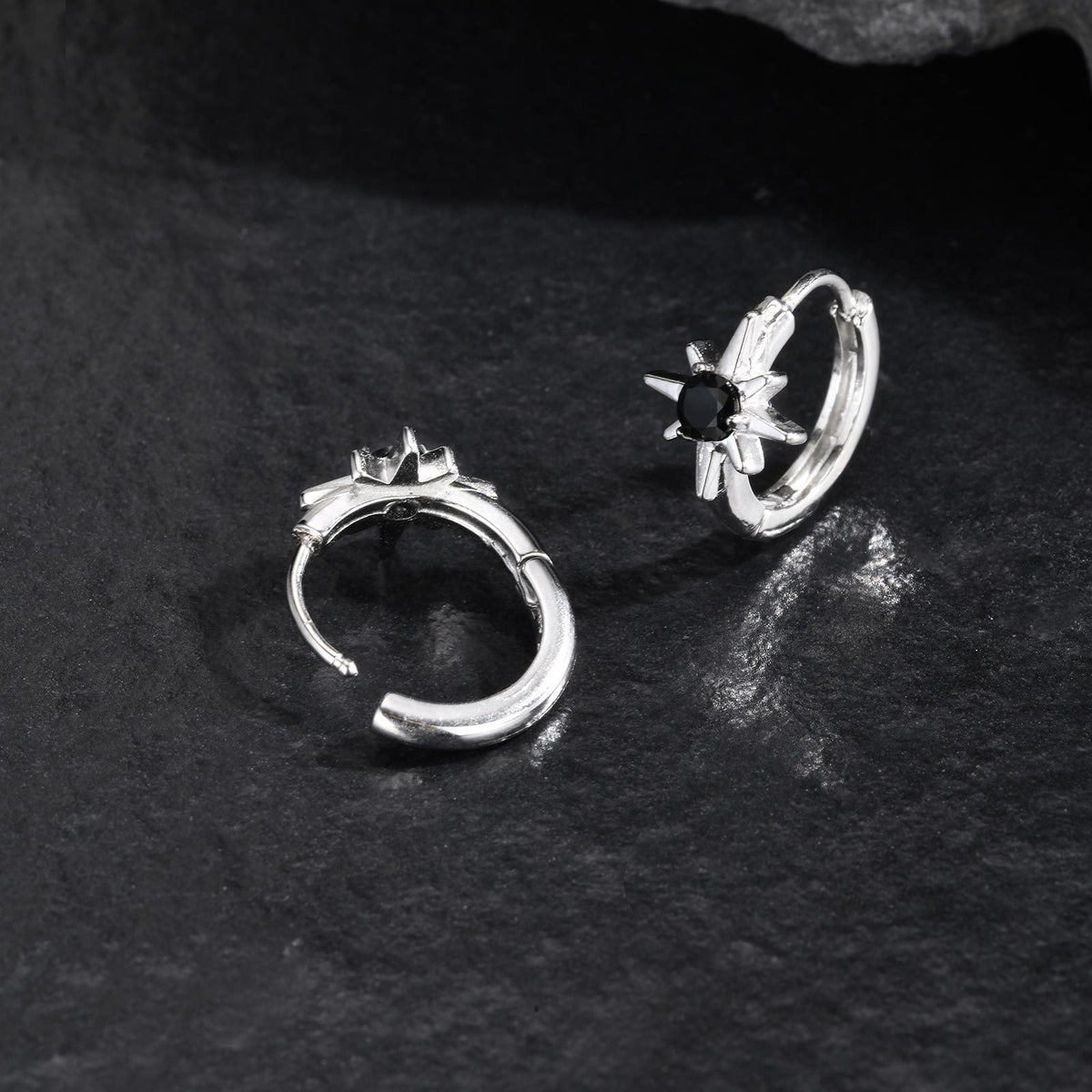 Stainless Steel Zircon Black Earrings