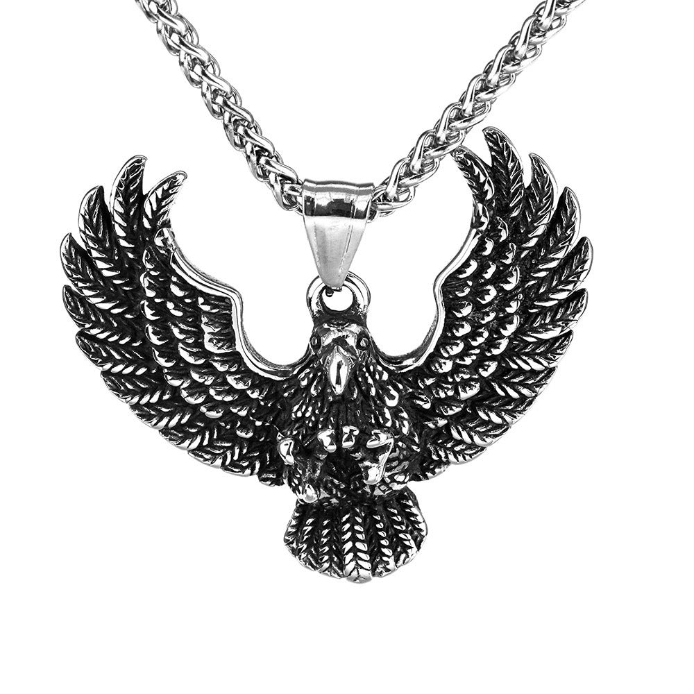 Planderful Titanium Steel Eagle Pendant Necklace For Men Retro Punk Fashion Accessory