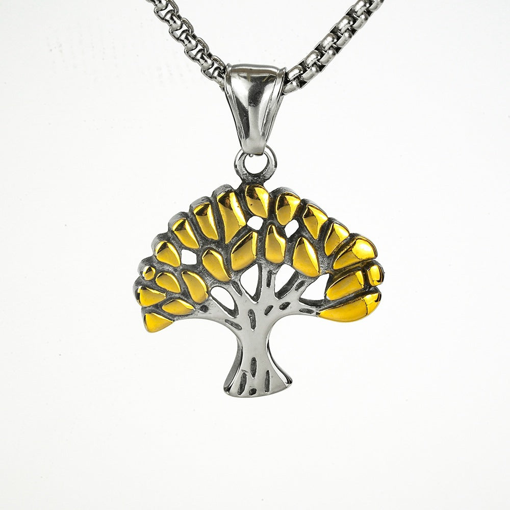 Retro Stainless Steel Pendant Necklace Tree of Life for Men