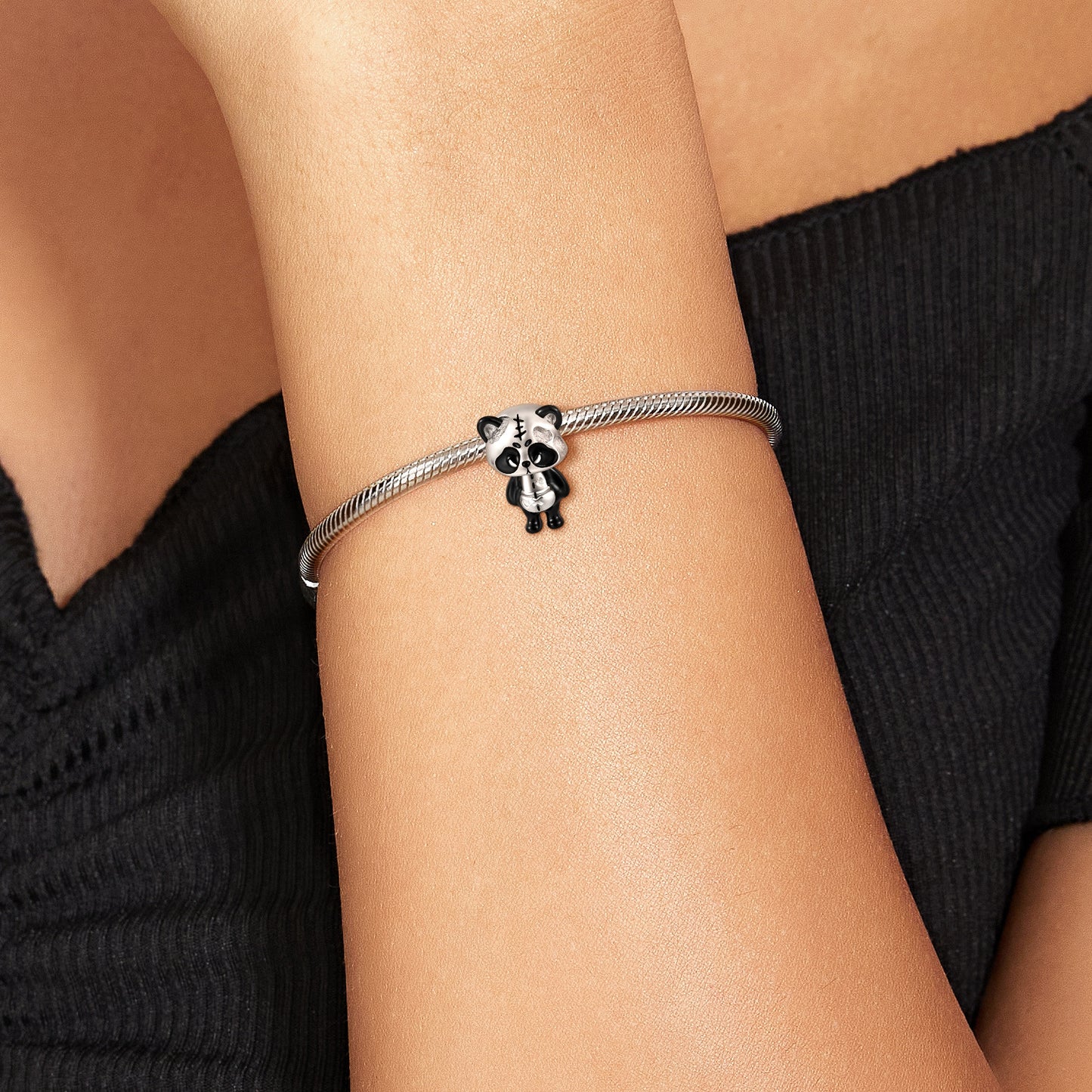 Angry Panda Doll Silver Pendant