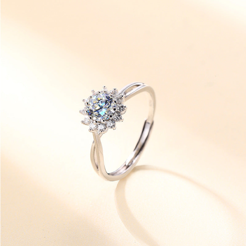 Genuine D-Color S925 Sterling Silver Ring