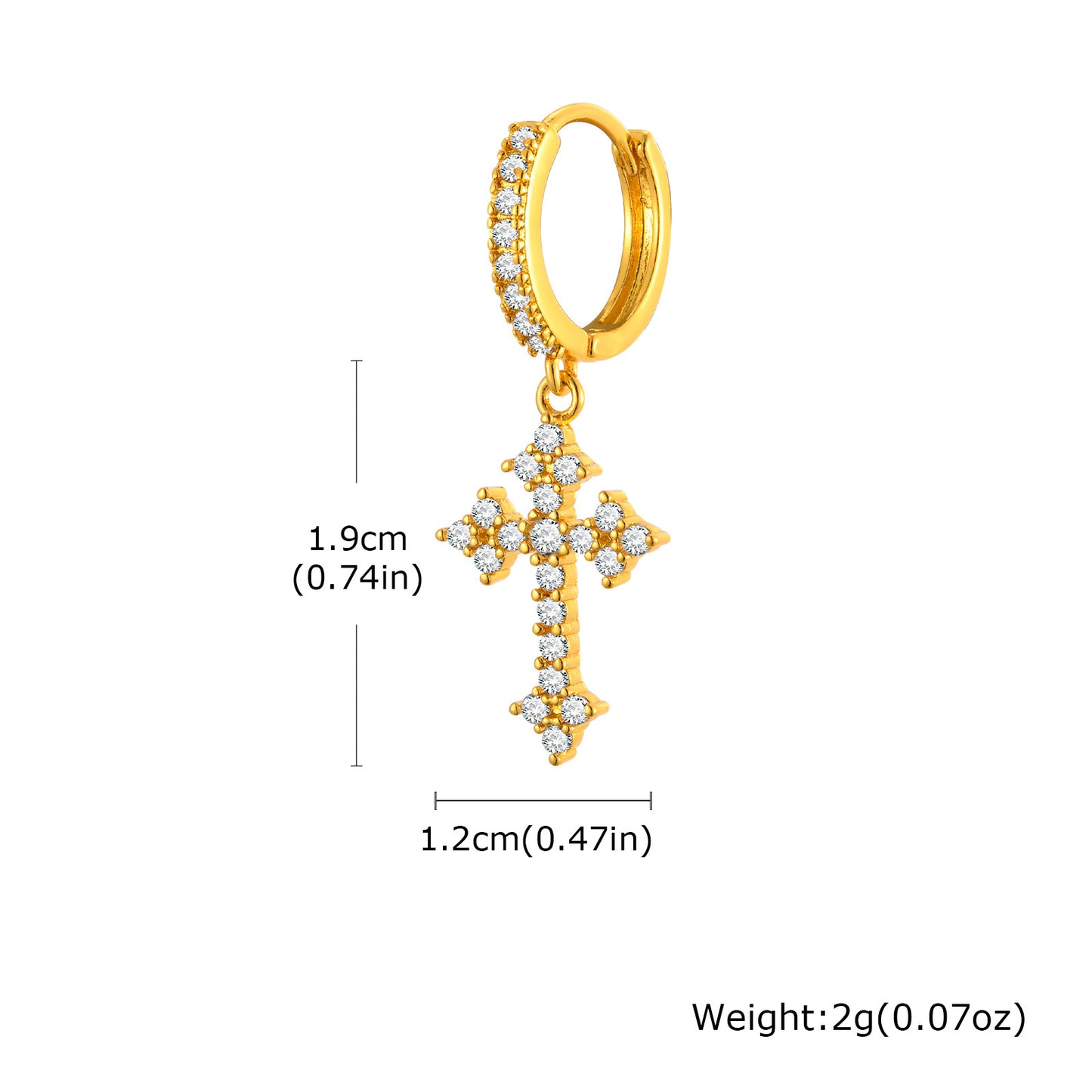 Planderful Copper Zircon Cross Earrings For Men Bold