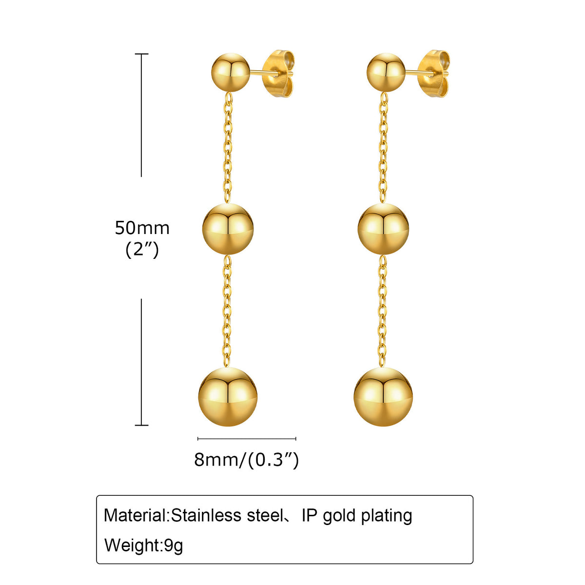 Modern Gold-Tone Stainless Steel Earrings