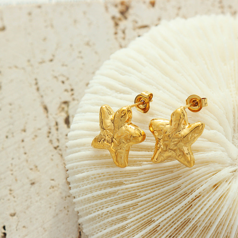Starfish Earstuds in Korean Retro Style with Creative Design in Copper