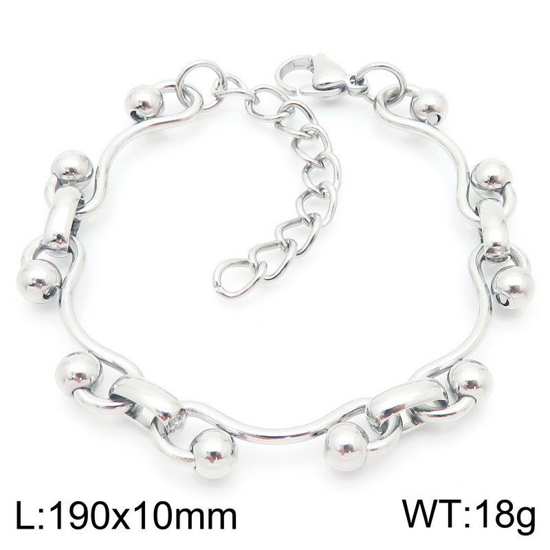 French Gentle Round Bead Twist Line Stainless Steel Twist Line Wave Round Bead Heavy Bracelet