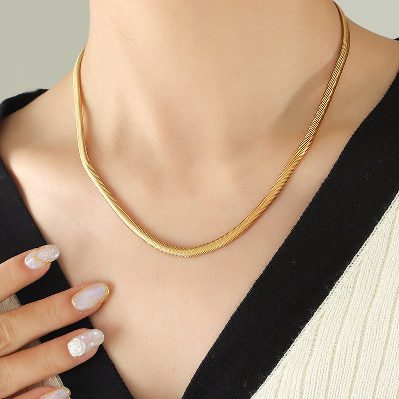 Elegant Gold-Plated Snake Chain Necklace with a Touch of European Flair