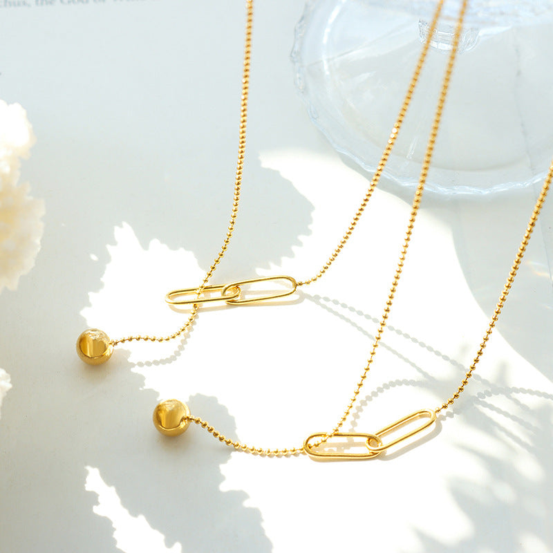 Chic and Minimalist Titanium Steel Necklace with Adjustable Collar Chain