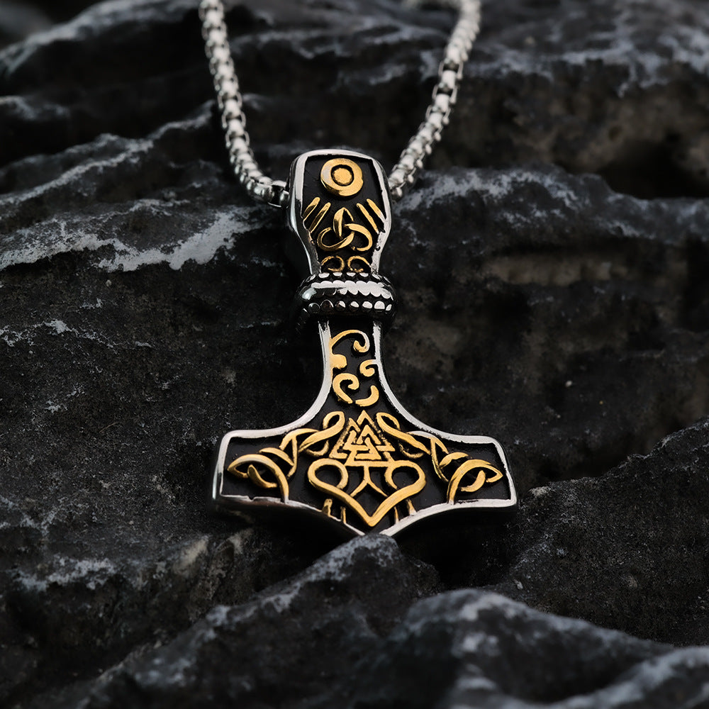 European And American Retro Stainless Steel Men's Pendant Viking Triangle Necklace