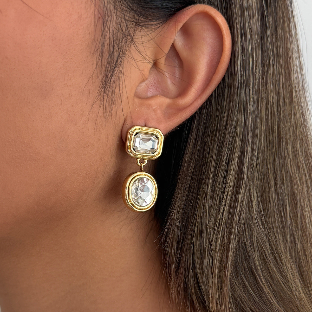 Planderful Vienna Verve European American Style Double Layer Zircon Inlaid Stainless Steel Stud Earrings For Women