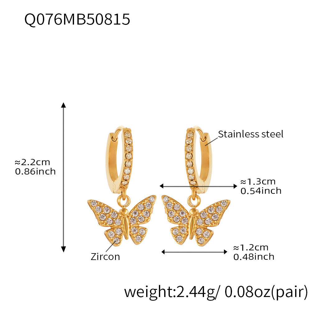 Planderful Zircon Earrings Butterfly Pendant For Fairy Fans