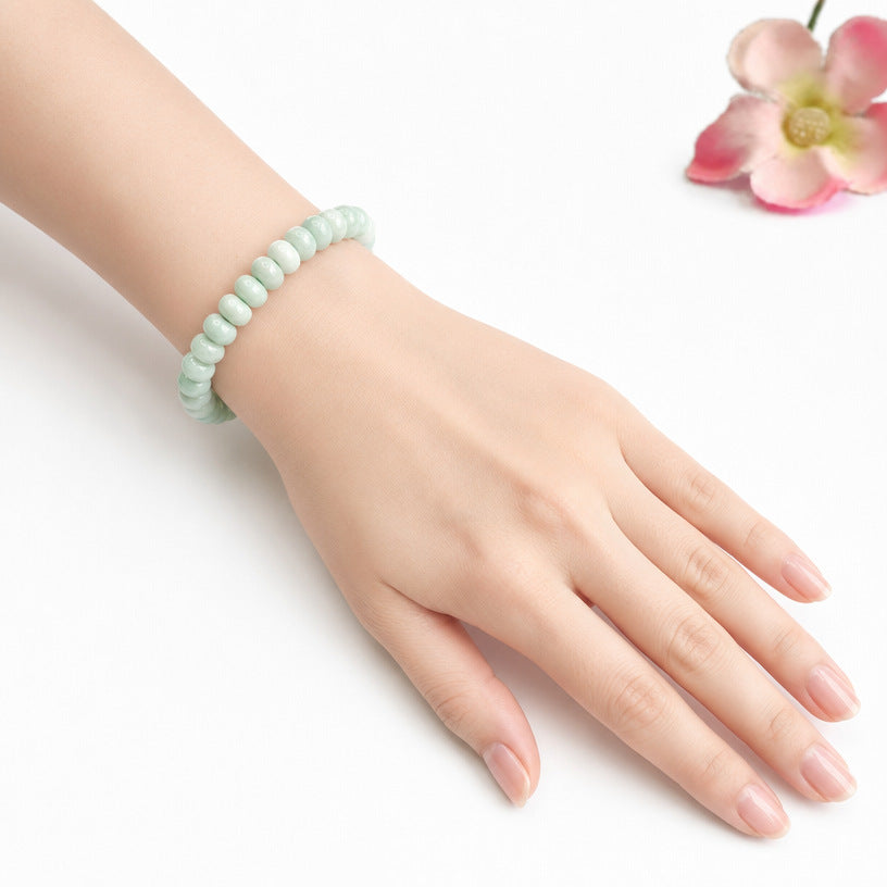 Jadeite Abacus Bead Beaded Bracelet