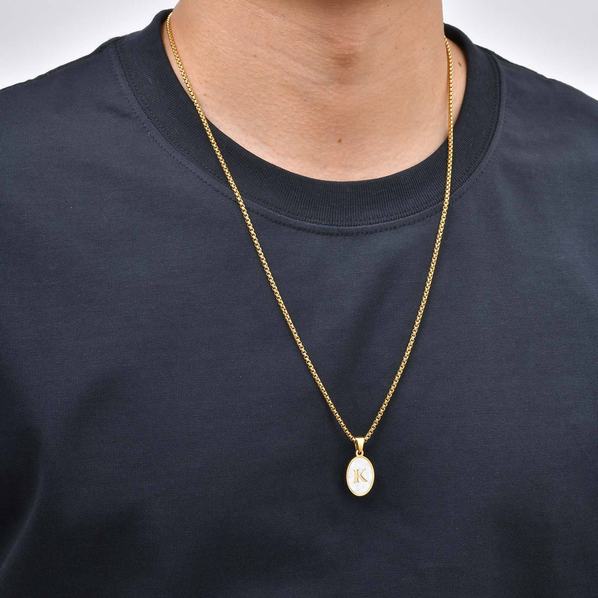 Gold Oval Initial Letter Pendant — A–Z