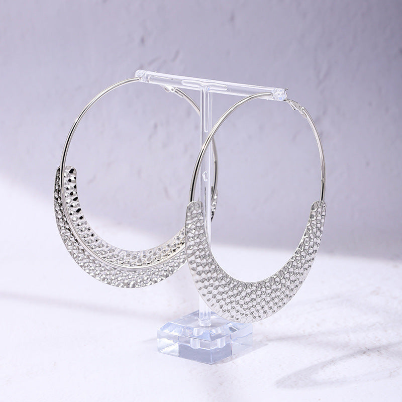 Exaggerated Fashion Large Circle Earrings with Niche Design Sense