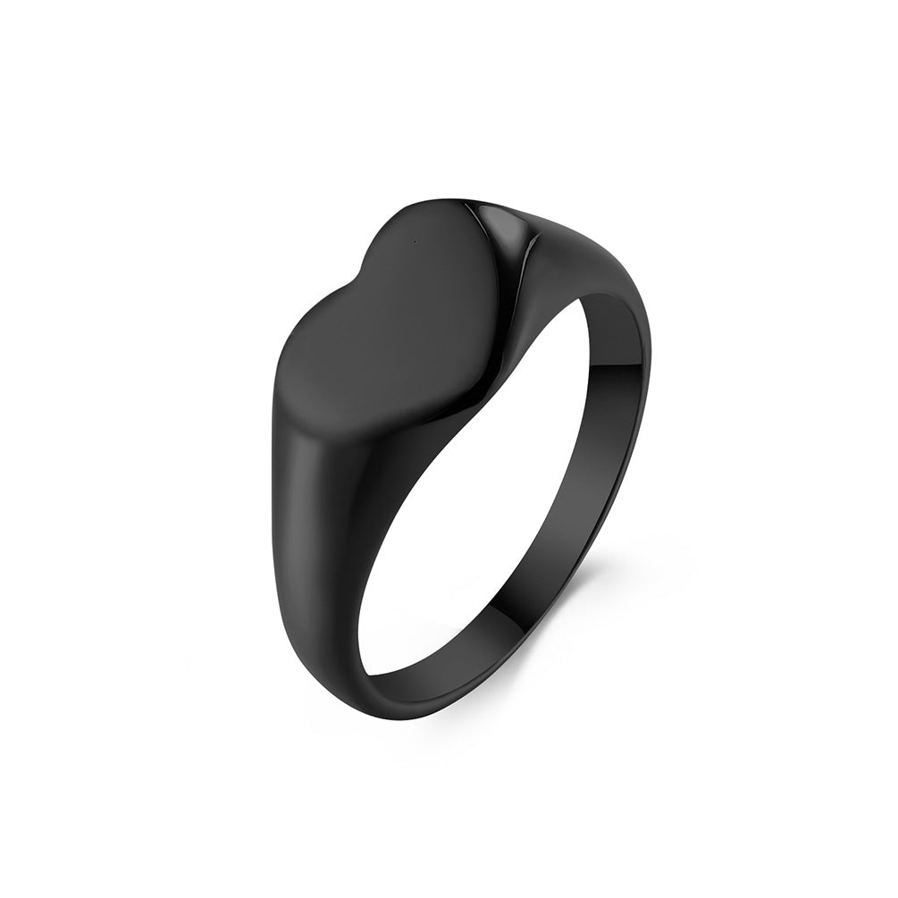 European And American French Love-Shaped Titanium Steel Ring