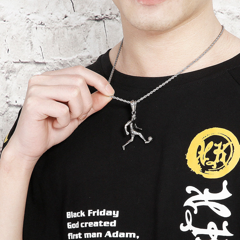 Personalized Men's Titanium Steel Sports Character Pendant - European Style Fitness Necklace