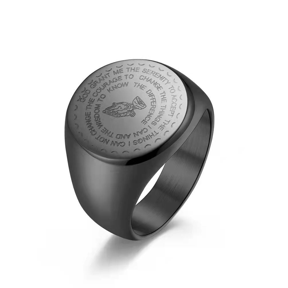 European and American Retro Prayer Hands Titanium Steel Rings for Men