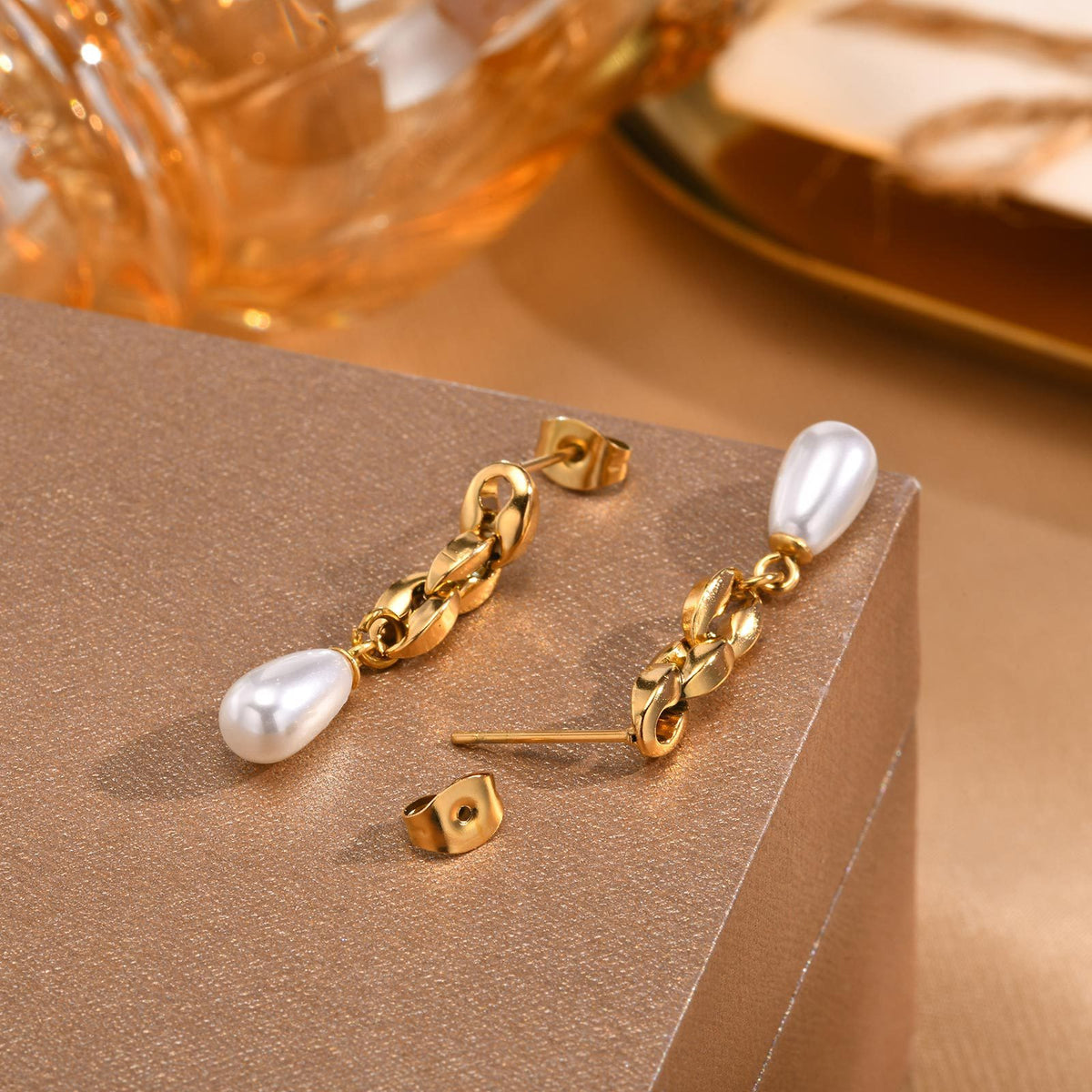 Stainless Steel Pearl Earrings