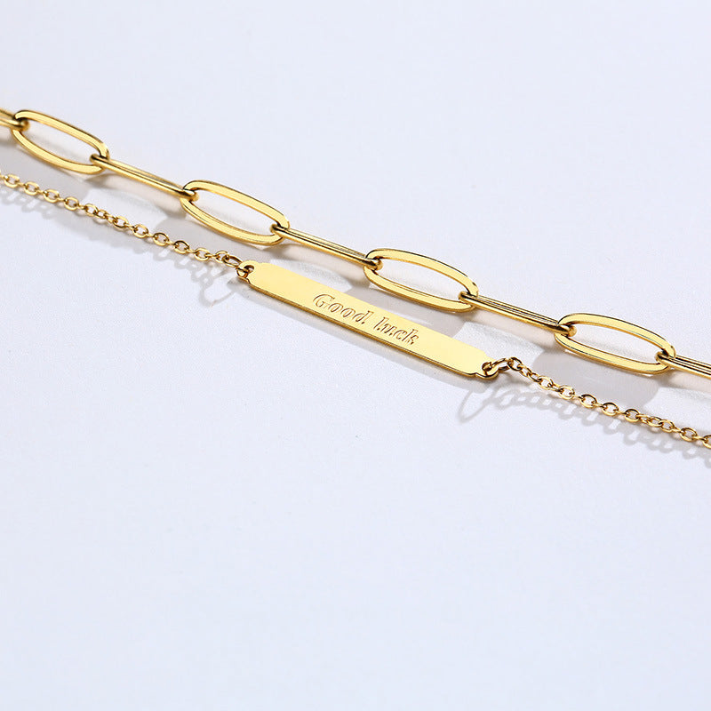 New Jewelry Stainless Steel Good Luck Double Bracelet Gold