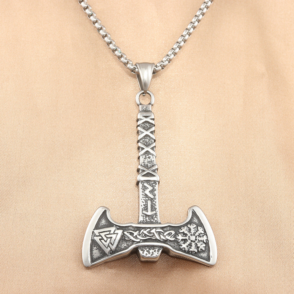 European And American Stainless Steel Viking Pendant Necklace