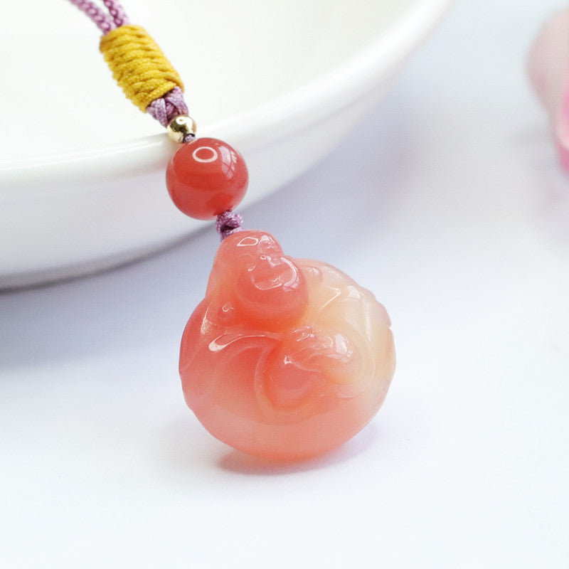 Buddha's Fortune Natural Agate Necklace With Sterling Silver