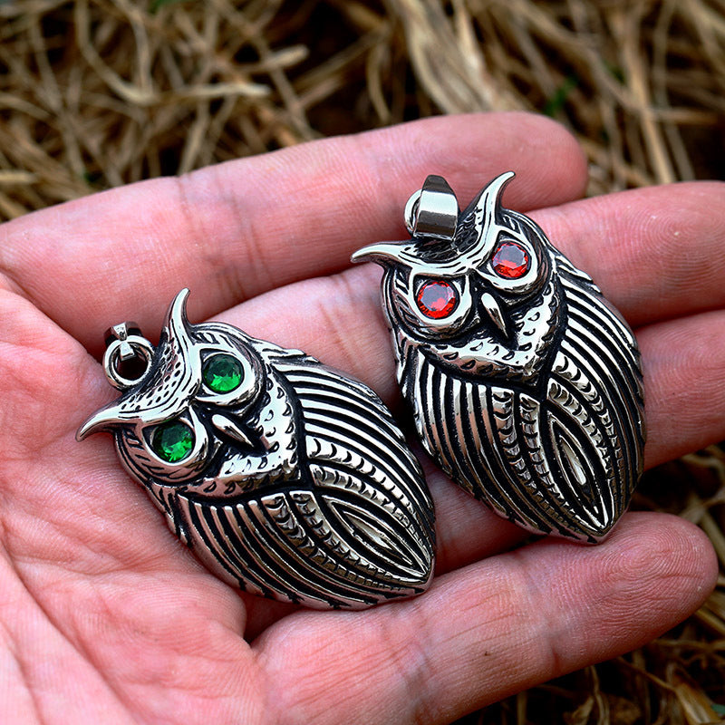 Titanium Steel Retro Owl Pendant for Men - European and American Style Accessories