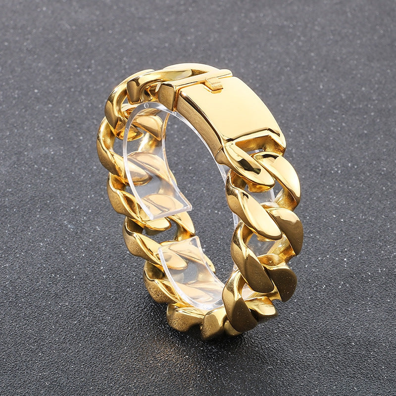 Planderful Cuban Chain Titanium Mens Bracelet Stylish