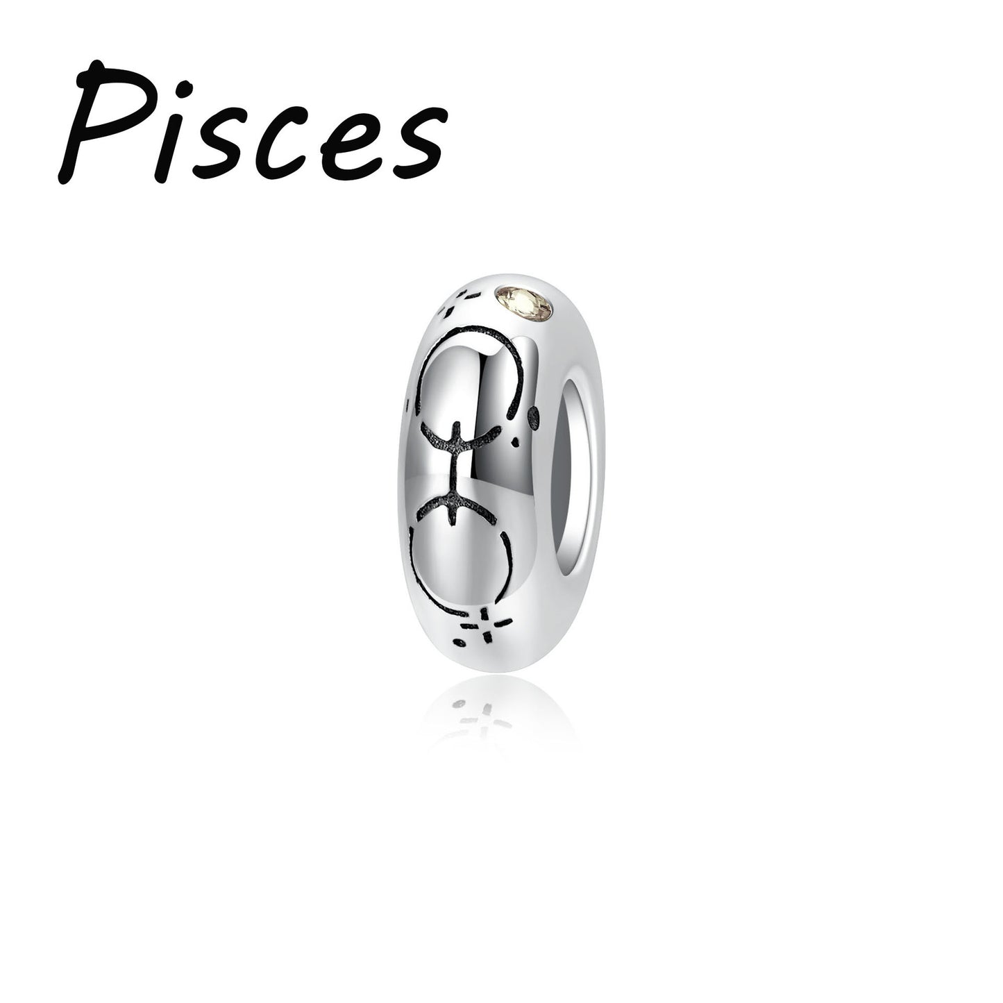 Planderful Jewelry Zodiac Spacer Bead Sterling Silver Zircon