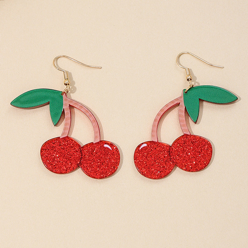 Whimsical Cherry Drop Earrings - European Style Fashion Jewelry