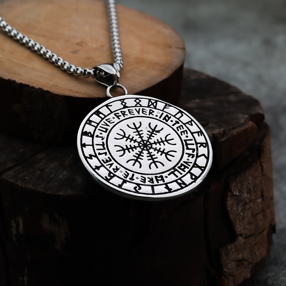 Personalized Fashion Viking Raven Compass Lucky Rune Pendant
