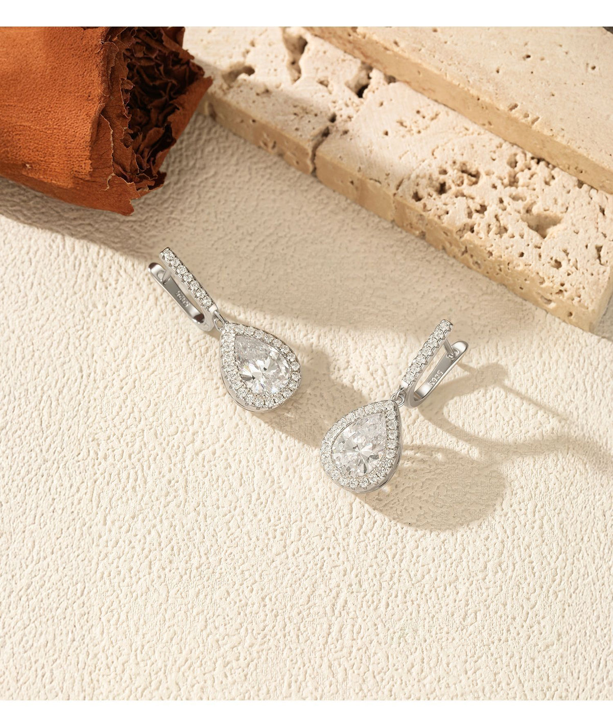 925 Sterling Silver Teardrop Zircon Earrings